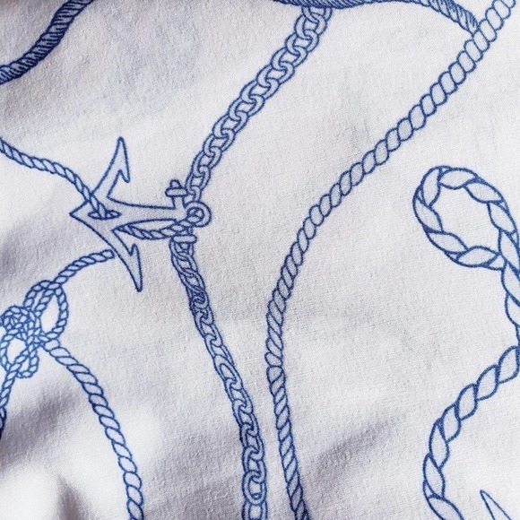 Jenny Boston Boutique Sleeveless White & Blue Rope design Swing Top Size Large - Picture 8 of 11